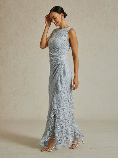 Maxikleid aus Spitze mit Pailletten und Rüschendetail