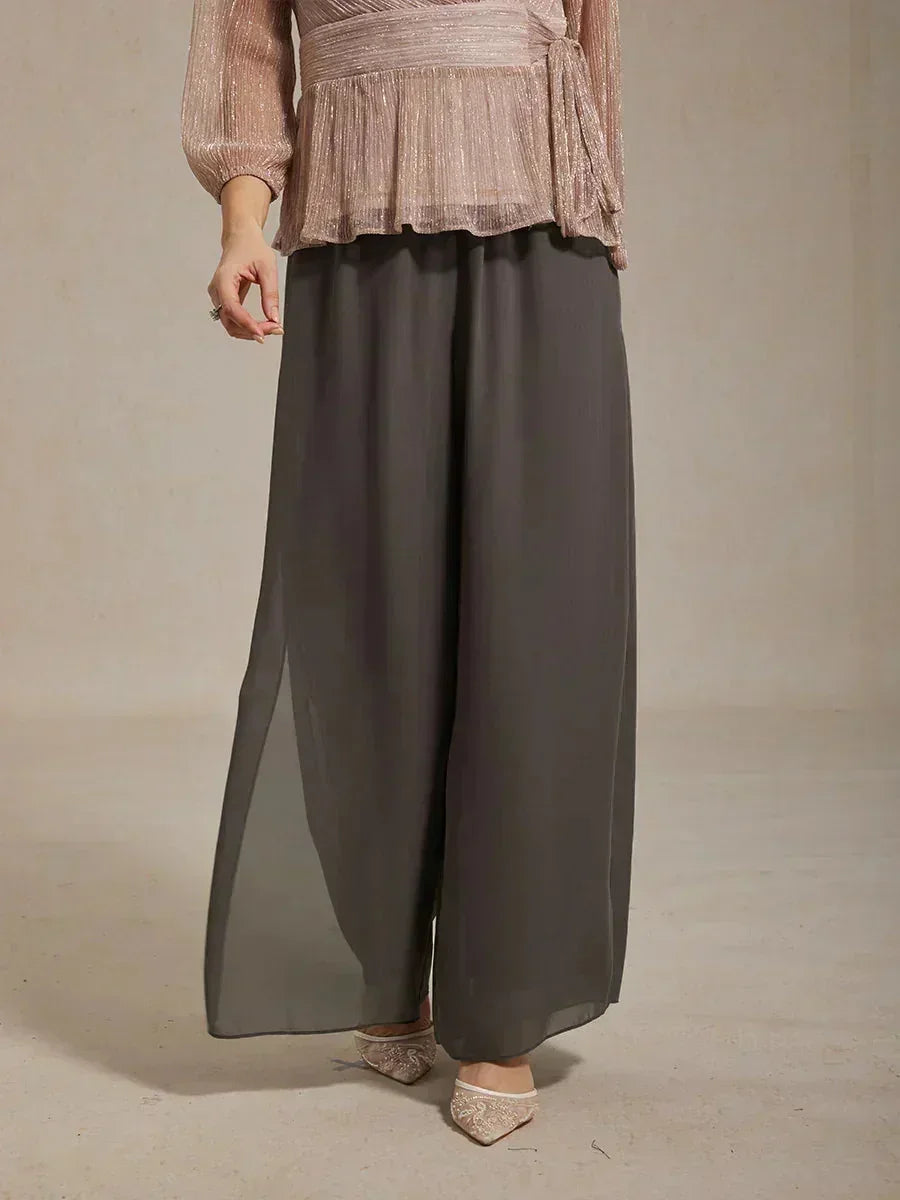 Straight Leg Chiffon Pants