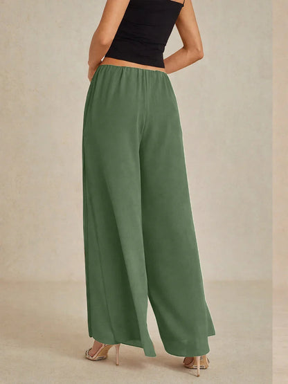 Straight Leg Pant With Chiffon Split Leg Overlay