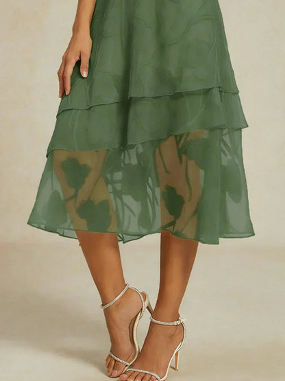 Floral Chiffon Midi Skirt