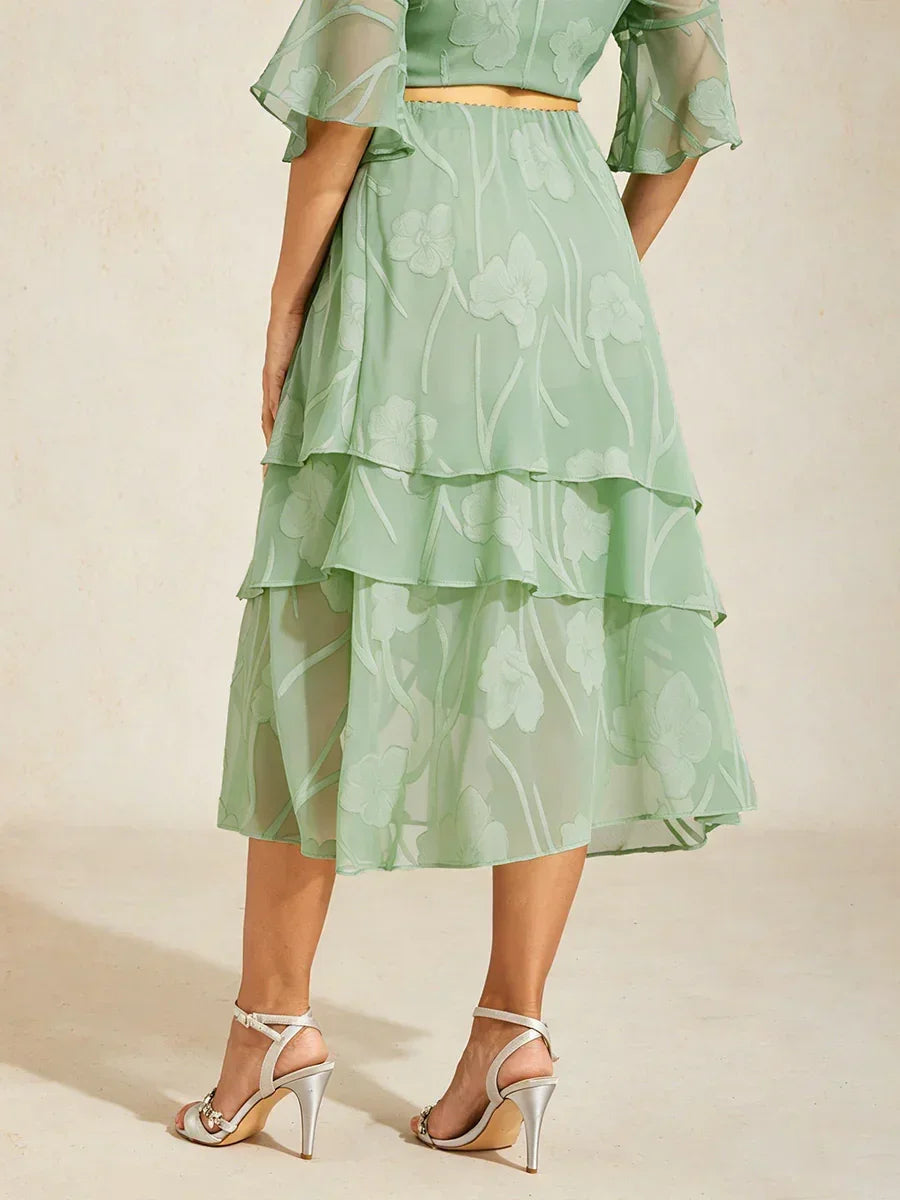 Floral Chiffon Midi Skirt