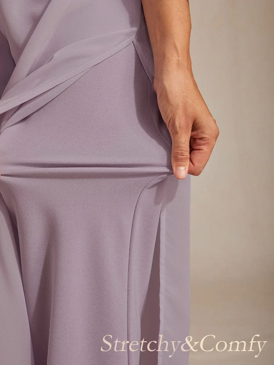 Straight Leg Chiffon Pants