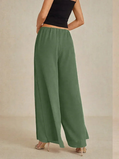 Straight Leg Pant With Chiffon Split Leg Overlay