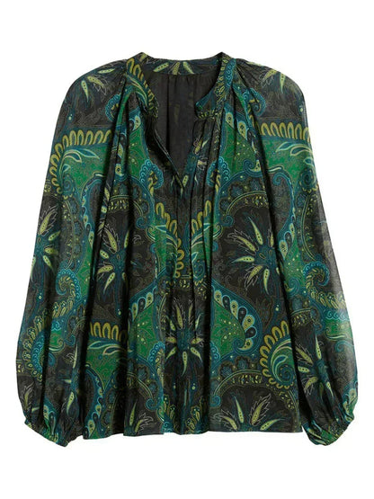 Elegant Boho Chiffon Ruffle Sleeve Blouse