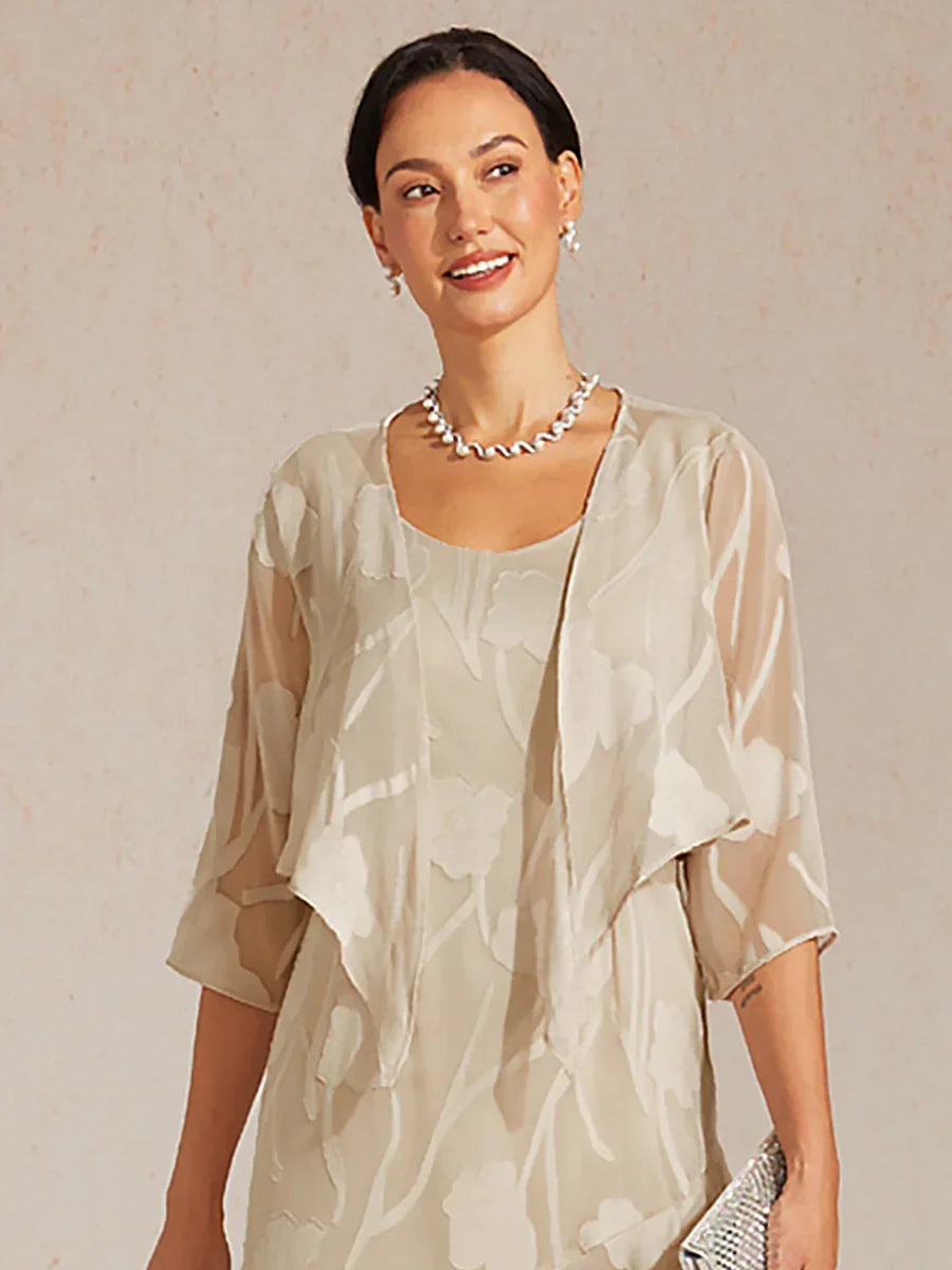 Floral Sheer Chiffon 3/4 Sleeve Shrug