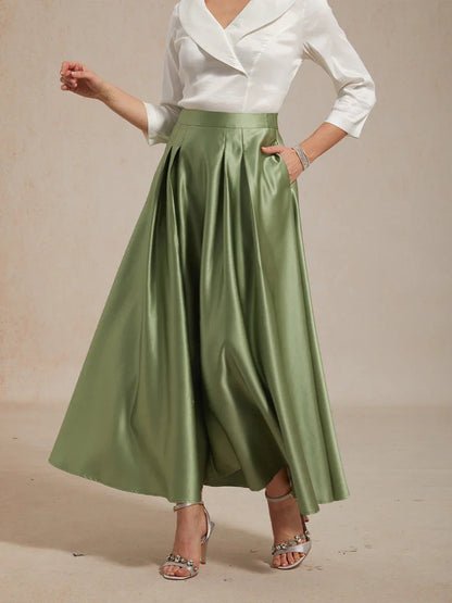 Formal Satin A-Line Ballgown Skirt with Pockets