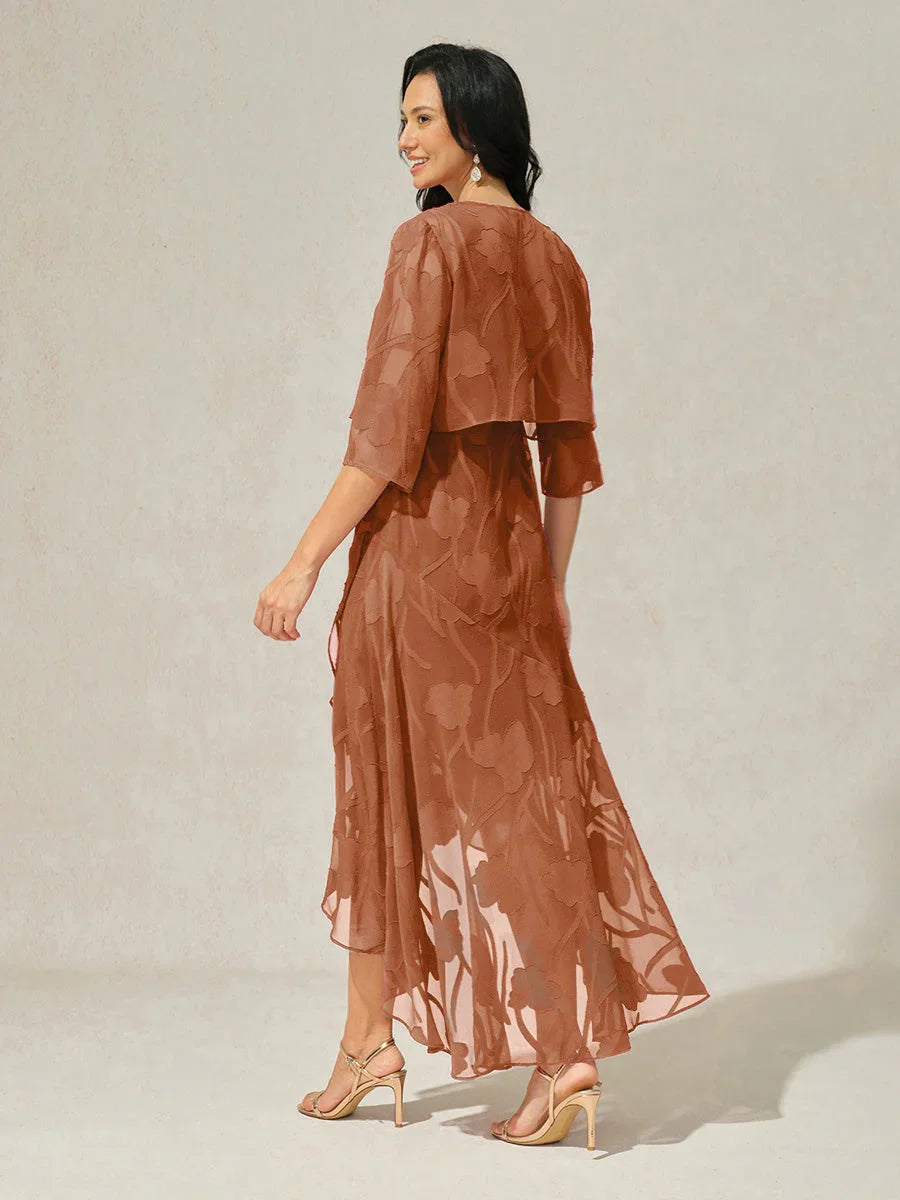 Floral Sheer Chiffon 3/4 Sleeve Shrug