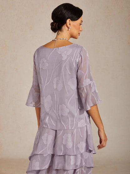 Dressy Chiffon Asymmetric Hem Blouse