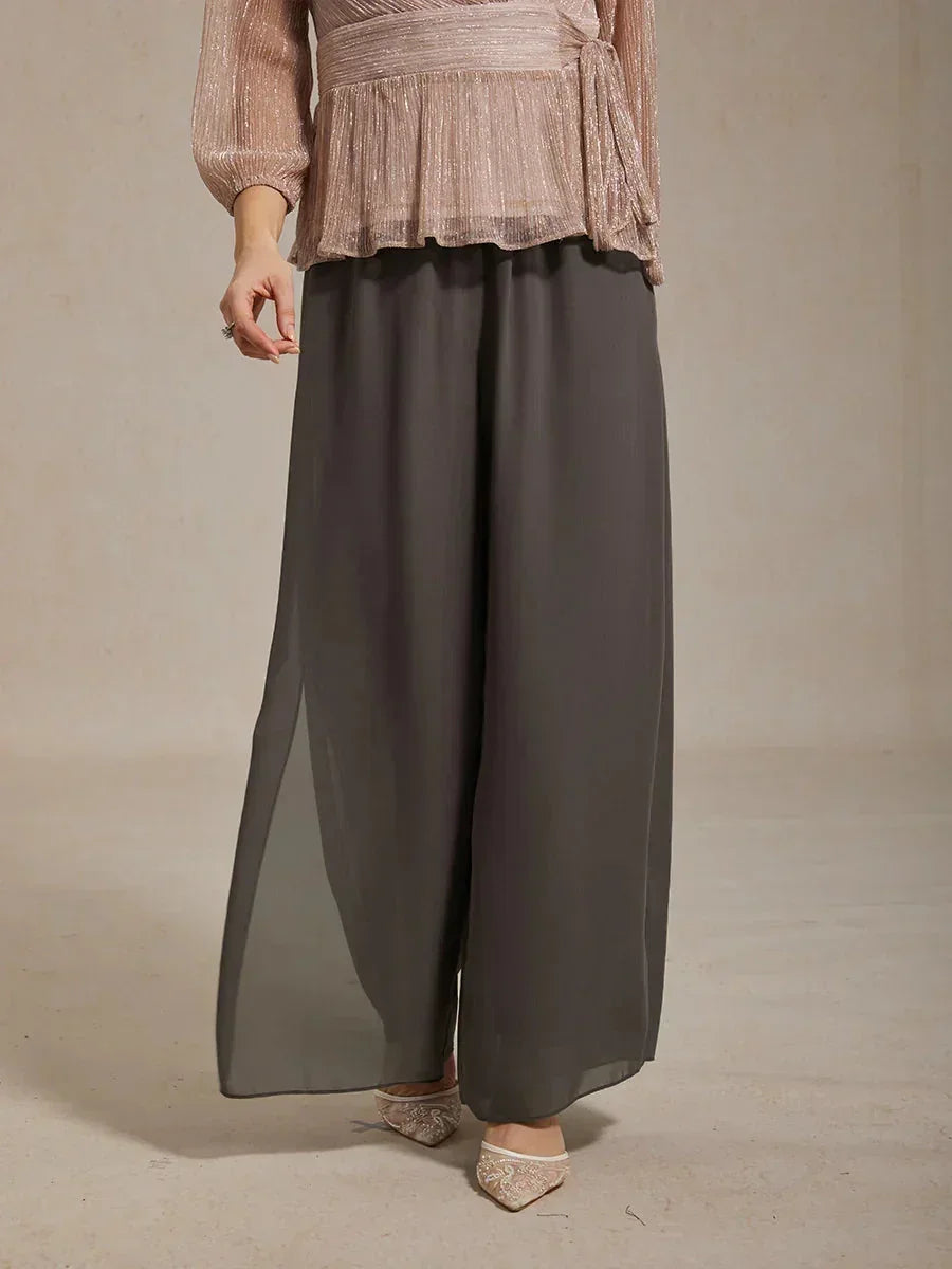Straight Leg Chiffon Pants