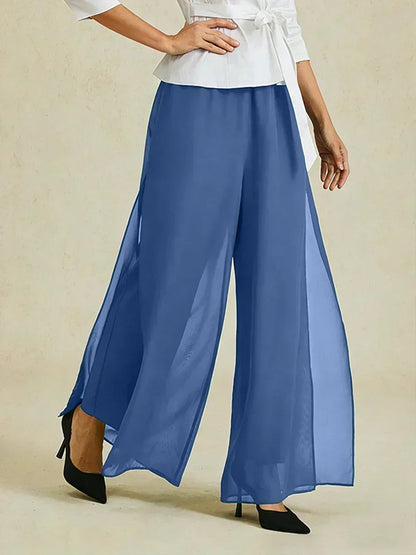 Straight Leg Chiffon Pants