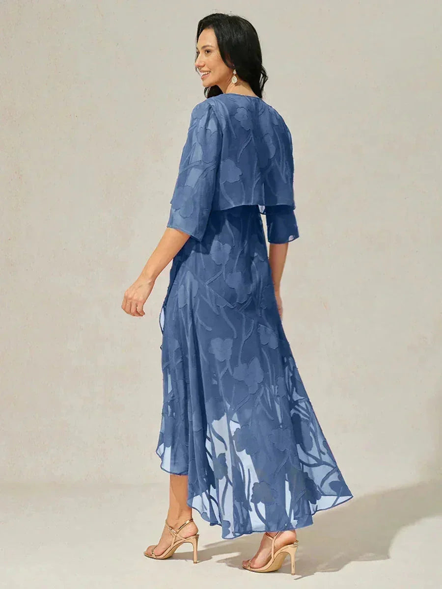 Floral Sheer Chiffon 3/4 Sleeve Shrug