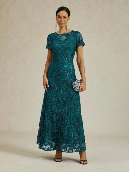 A-Linien-Kleid aus Rosettenspitze mit Paillettenverzierung