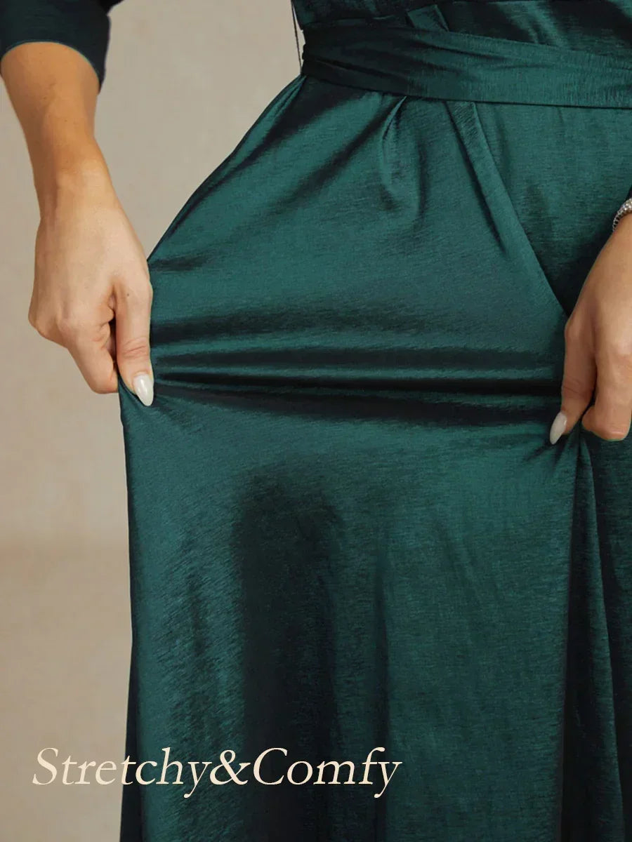 Cocktailkleid aus Stretch-Taft mit Bindegürtel