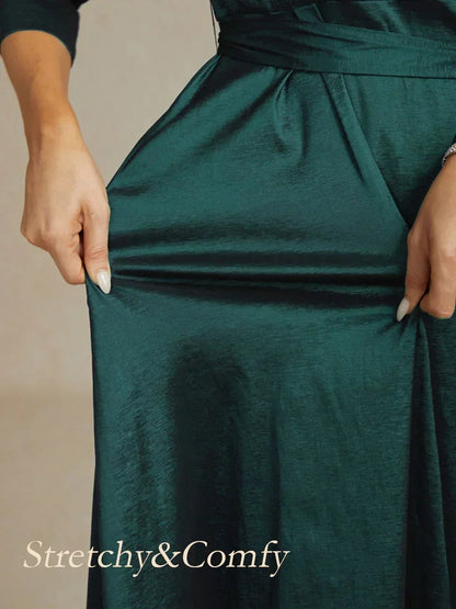 Cocktailkleid aus Stretch-Taft mit Bindegürtel