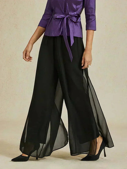 Straight Leg Chiffon Pants