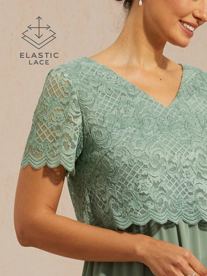 Lace A-Line Midi Dress with Side Pockets