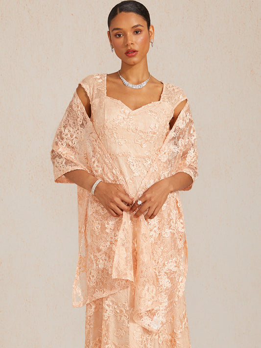 Rosette Lace Long Shawl Wrap