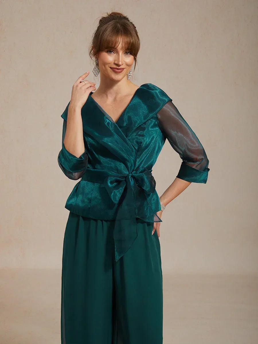 Sheer Organza Collar Tie Dressy Blouse