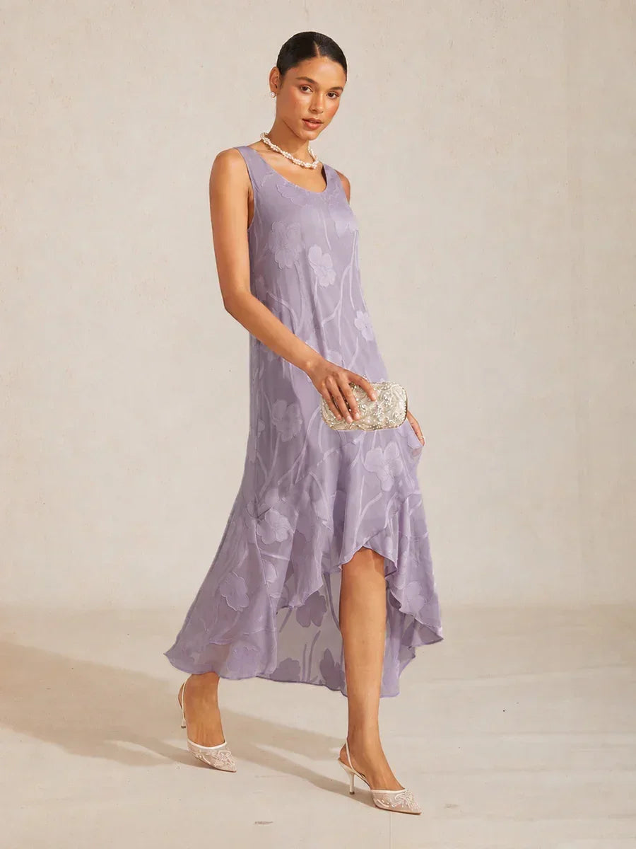 Floral Chiffon Sleeveless Gown