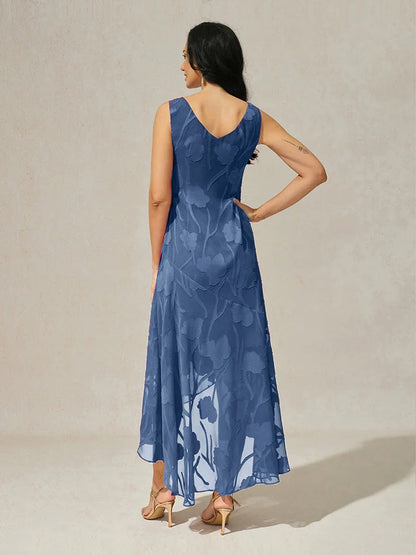 Floral Chiffon Sleeveless Gown