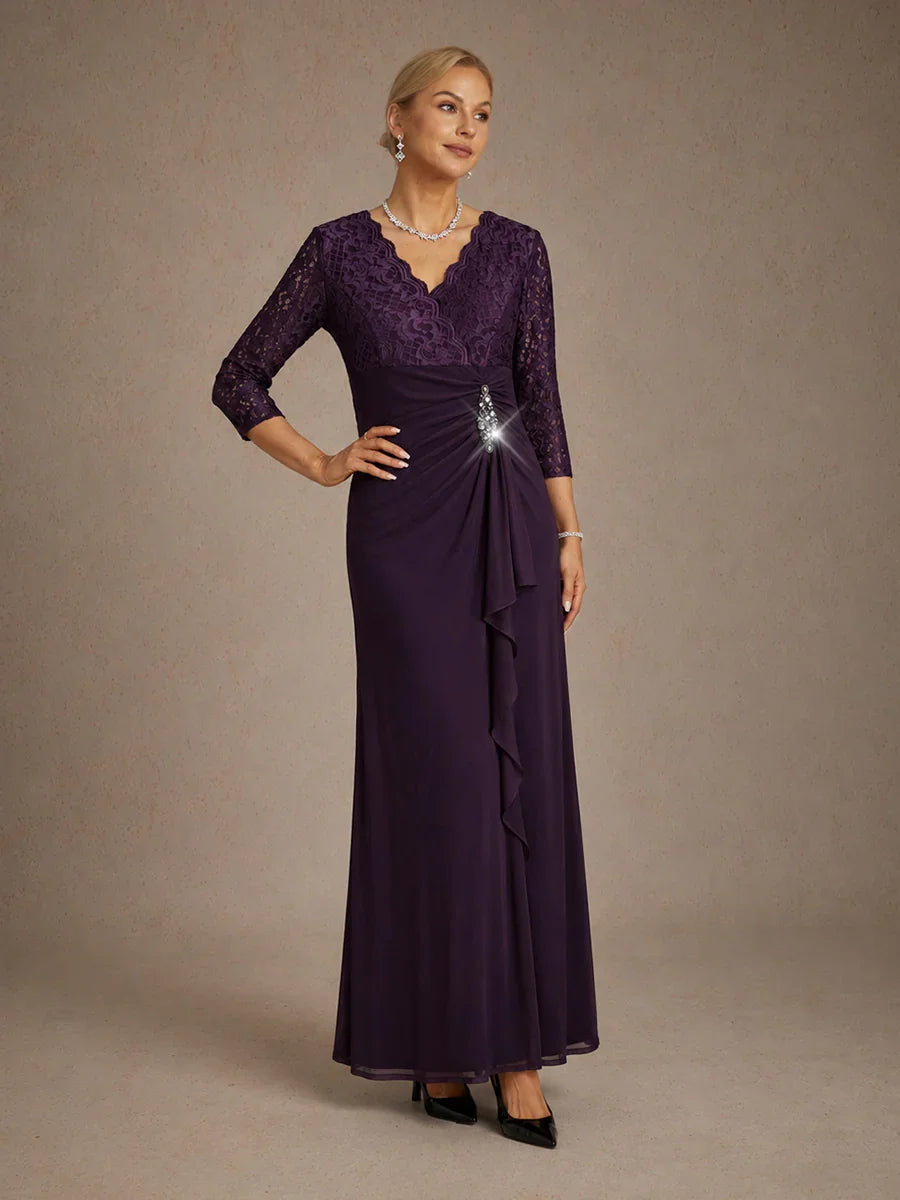 Lace A-Line Empire Waist Dress with Beaded Detail
