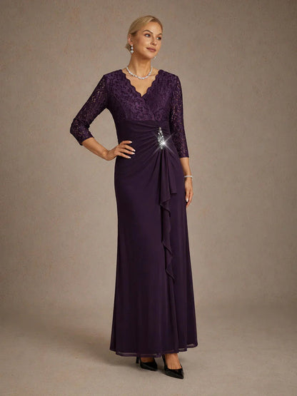 Lace A-Line Empire Waist Dress with Beaded Detail