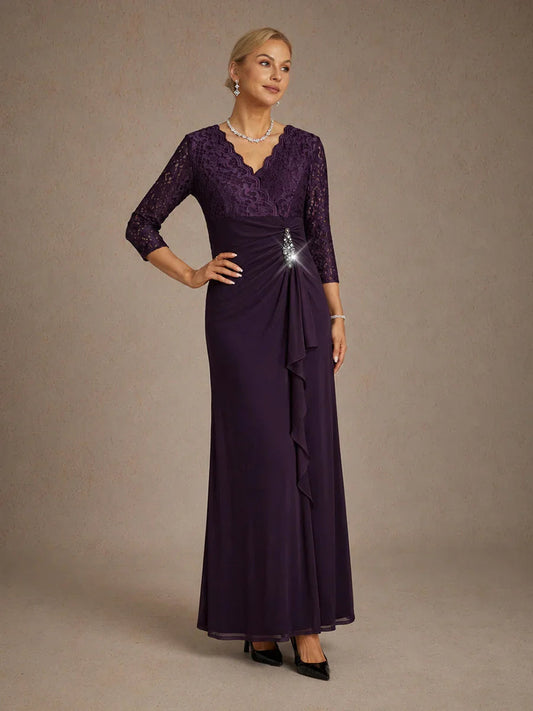 Lace A-Line Empire Waist Dress with Beaded Detail