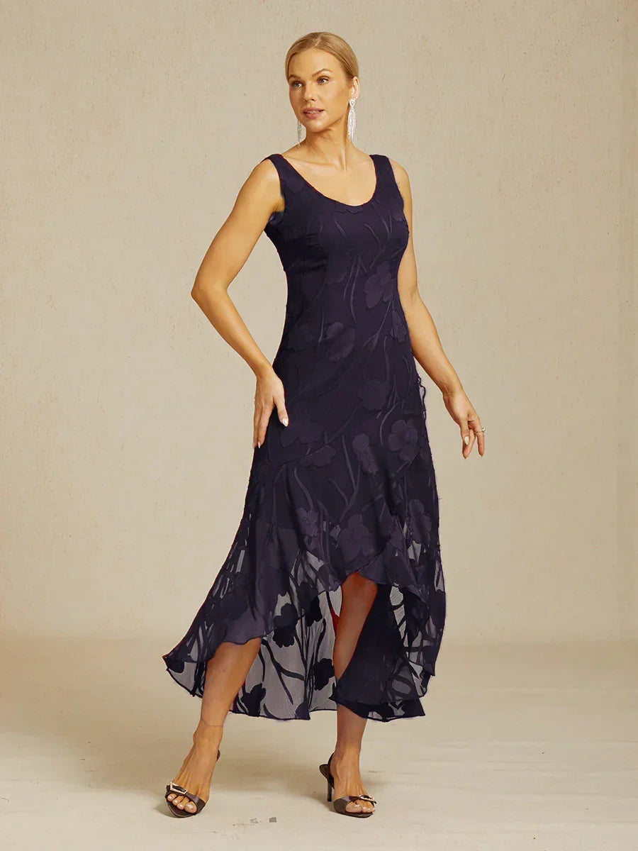 Floral Chiffon Sleeveless Gown