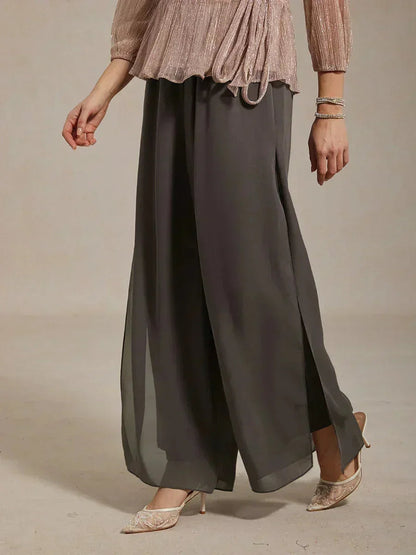 Straight Leg Chiffon Pants