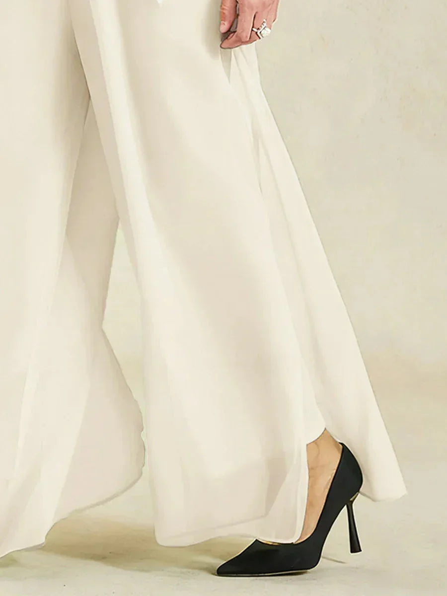Hose mit geradem Bein und Chiffon-Überzug mit Schlitz am Bein