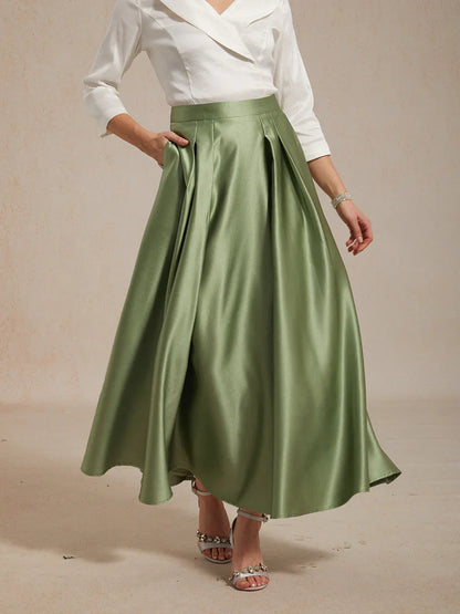 Formal Satin A-Line Ballgown Skirt with Pockets