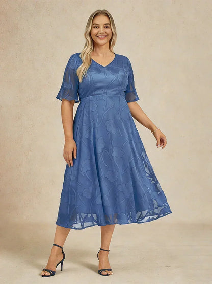 Ruffle Flutter Lace Maxi Dress for Plus Size