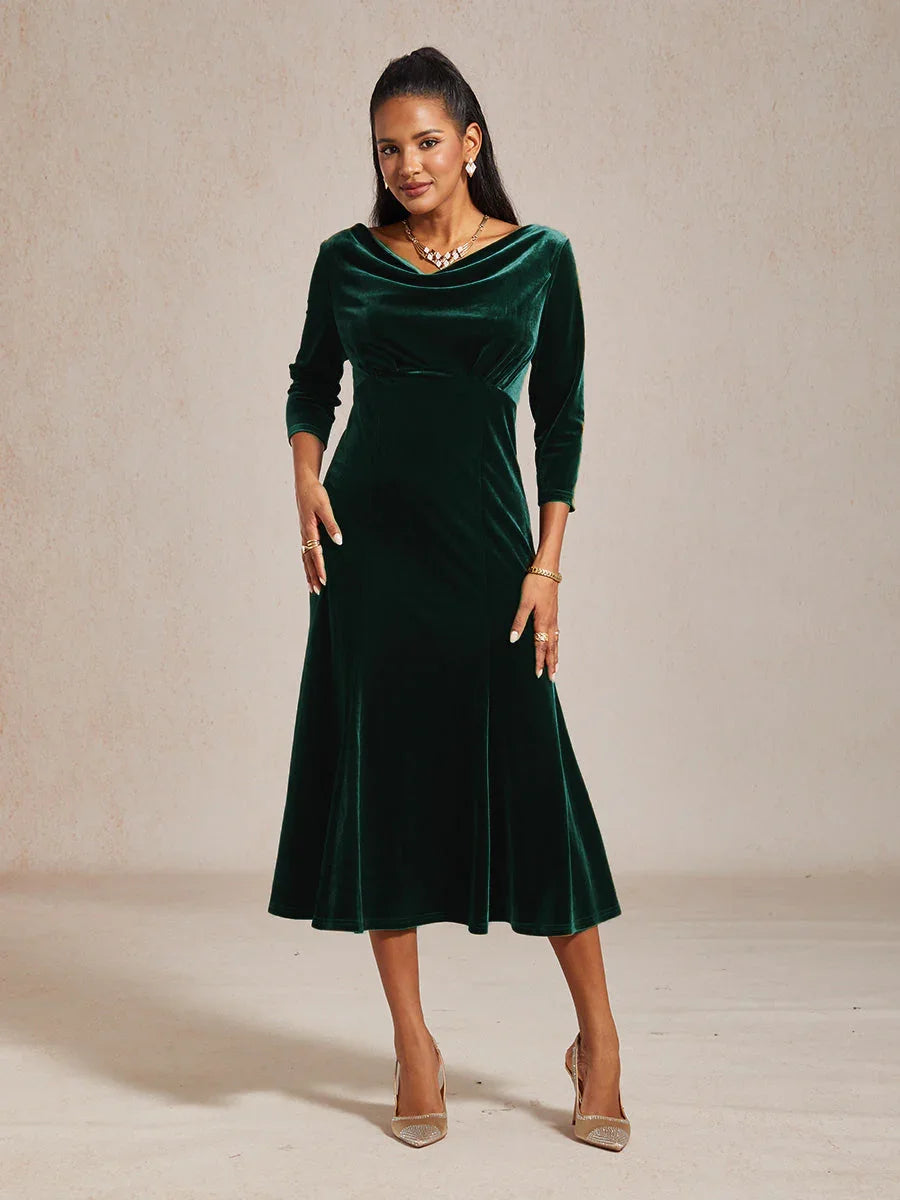 High-Stretch Velvet Midi Dress