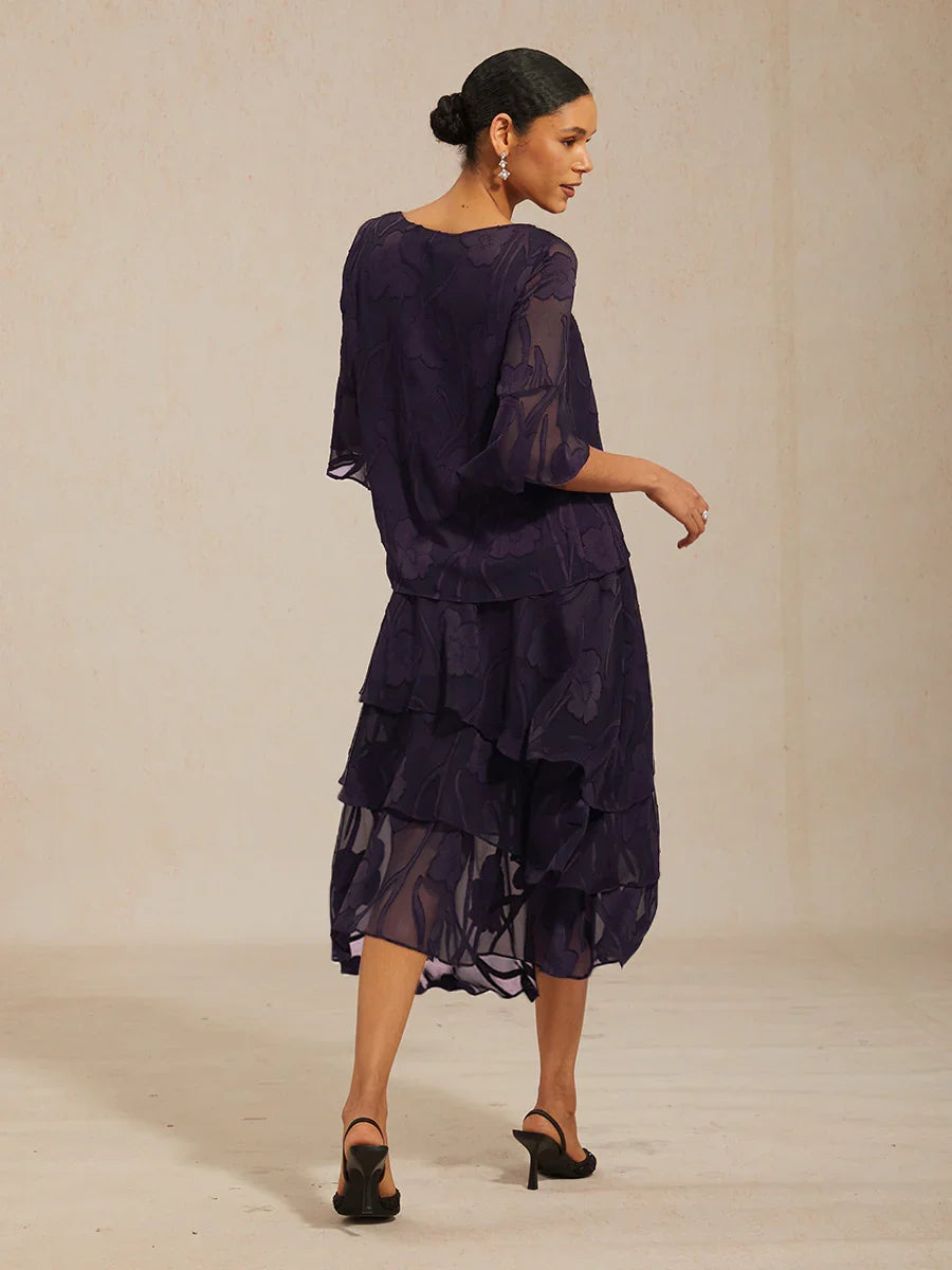 Dressy Chiffon Asymmetric Hem Blouse
