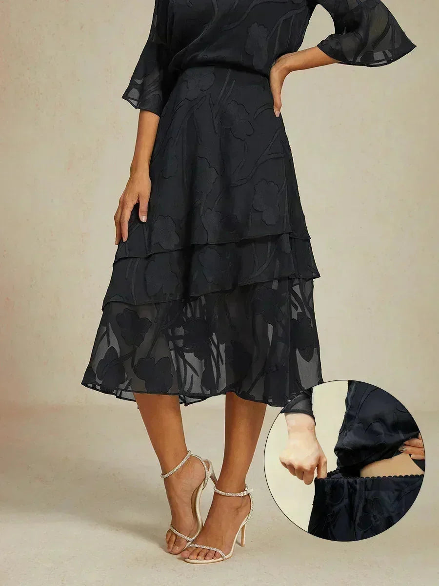 Floral Chiffon Midi Skirt