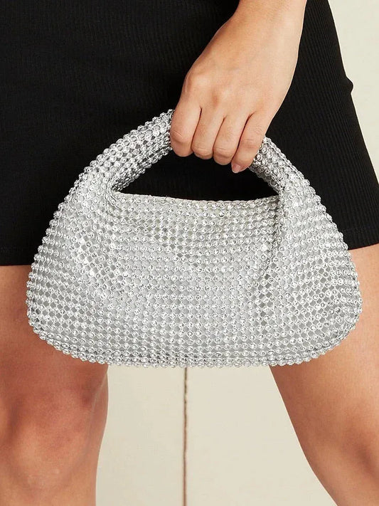 Silver Rhinestone Clutch Sparkling Evening Bag
