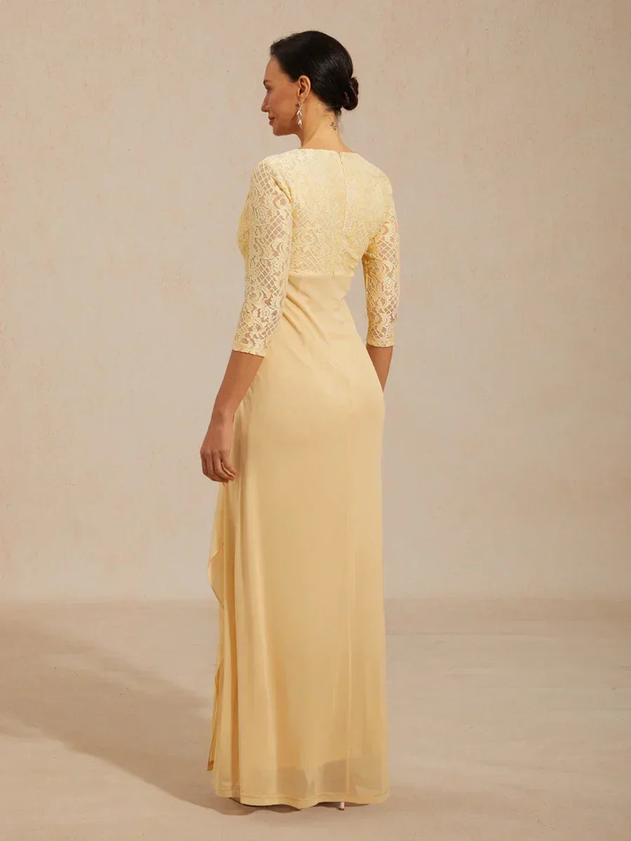 Lace A-Line Empire Waist Dress with Beaded Detail