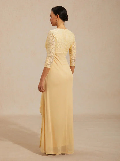Lace A-Line Empire Waist Dress with Beaded Detail