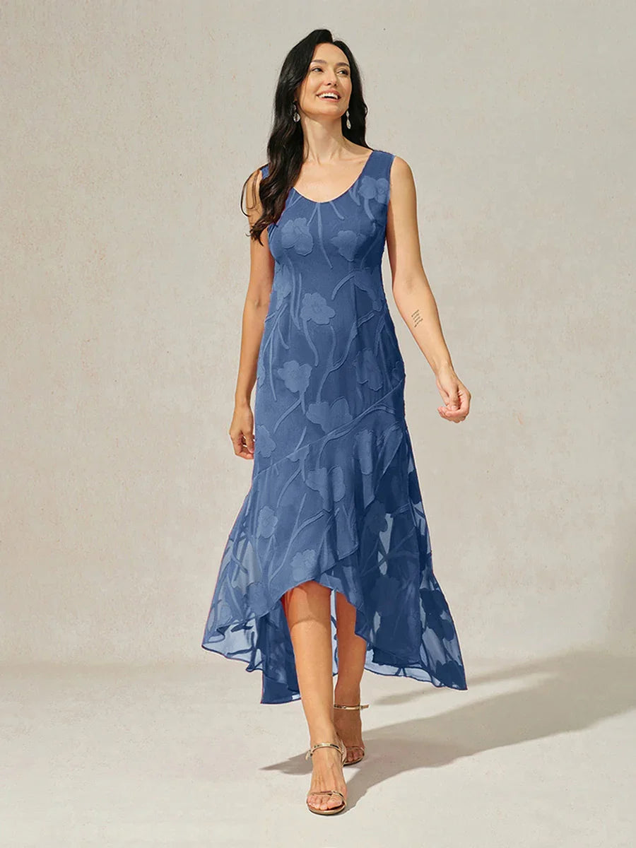 Floral Chiffon Sleeveless Gown