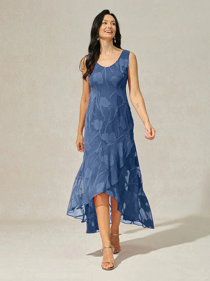 Floral Chiffon Sleeveless Gown