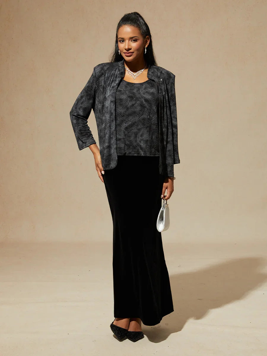 Glitter Knit Mandarin Jacket and Tank Twinset