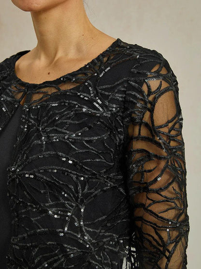 Sequin Embroidered Lace Jackt Dress