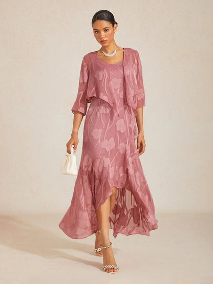 Floral Sheer Chiffon 3/4 Sleeve Shrug