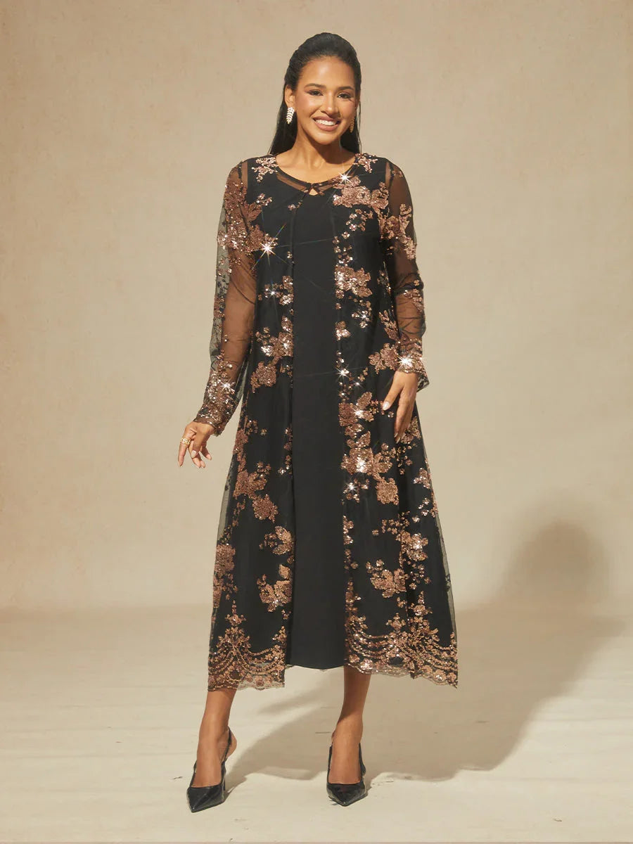 Vintage Sequin Embroidered Jacket Dress