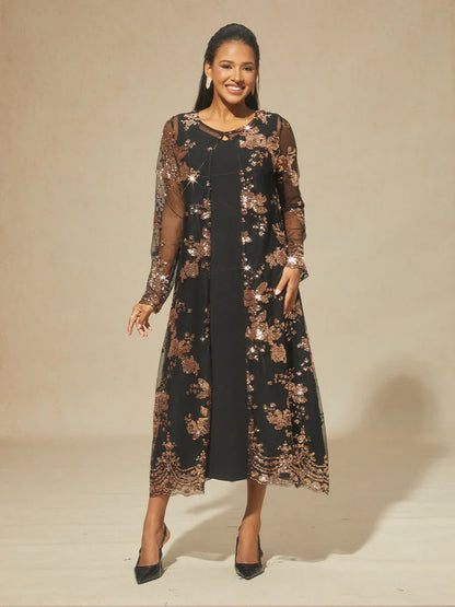 Vintage Sequin Embroidered Jacket Dress