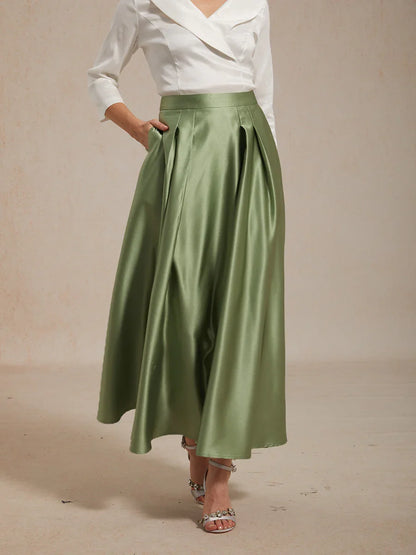Formal Satin A-Line Ballgown Skirt with Pockets