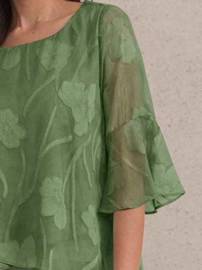 Dressy Chiffon Asymmetric Hem Blouse