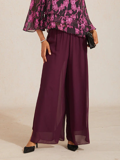 Hose mit geradem Bein und Chiffon-Überzug mit Schlitz am Bein