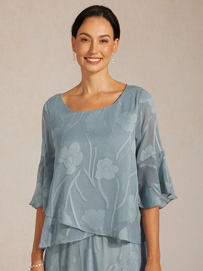 Dressy Chiffon Asymmetric Hem Blouse