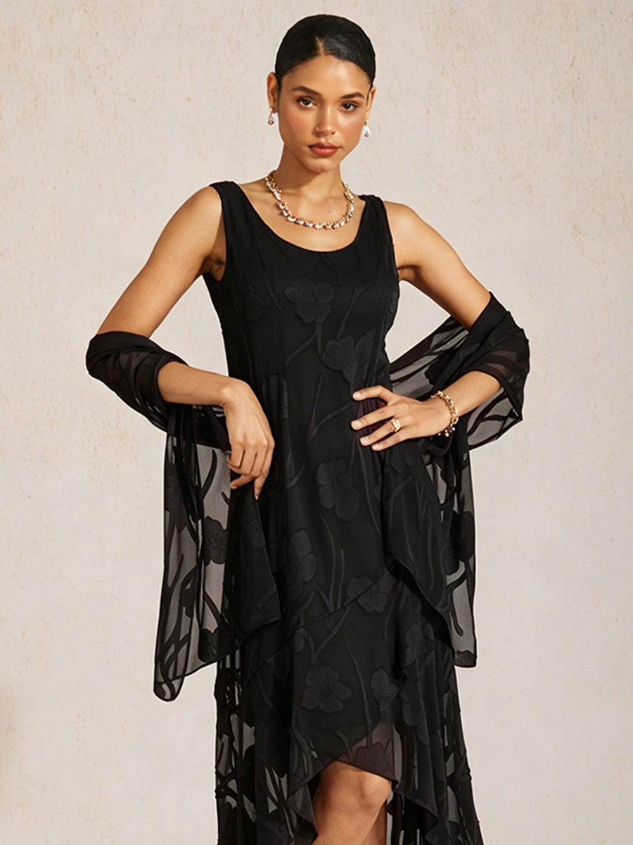 Sheer Floral Chiffon Shawl